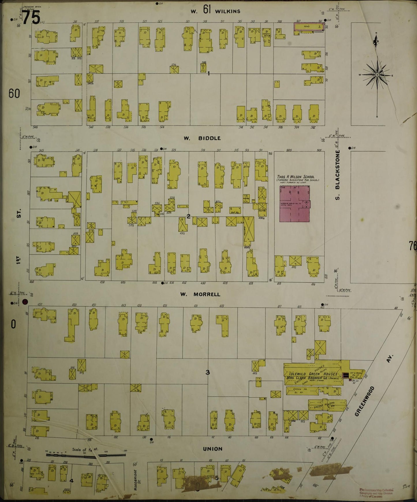 Sanborn Fire Insurance Map from Jackson, Jackson County, Michigan (1907), Sheet #0075 - Complete Map Set gallery image, historic Sanborn map, vintage wall art, Michigan Michigan