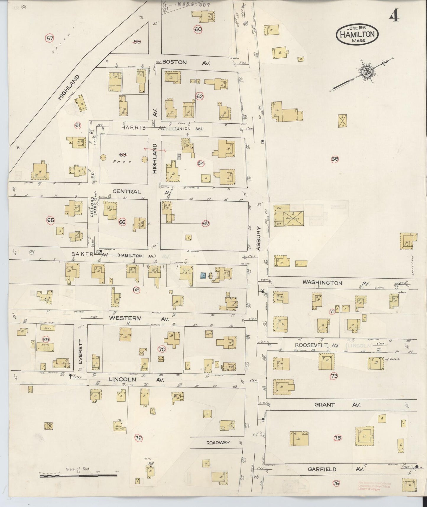 Sanborn Fire Insurance Map from Hamilton, Essex County, Massachusetts (1940), Sheet #0004 - Complete Map Set gallery image, historic Sanborn map, vintage wall art, Massachusetts Massachusetts