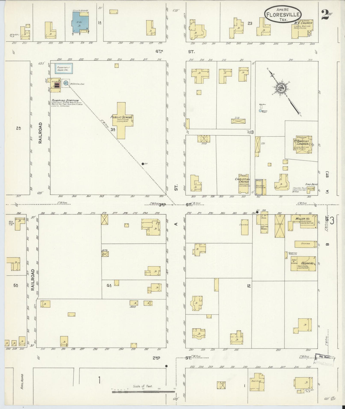 Sanborn Fire Insurance Map from Floresville, Wilson County, Texas (1912), Sheet #0002 - Complete Map Set gallery image, historic Sanborn map, vintage wall art, Texas Texas