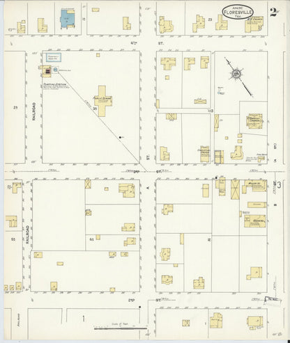 Sanborn Fire Insurance Map from Floresville, Wilson County, Texas (1912), Sheet #0002 - Complete Map Set gallery image, historic Sanborn map, vintage wall art, Texas Texas
