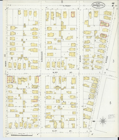 Sanborn Fire Insurance Map from Marquette, Marquette County, Michigan (1904), Sheet #0007 - Complete Map Set gallery image, historic Sanborn map, vintage wall art, Michigan Michigan