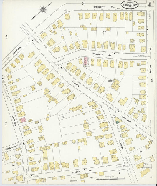 Sanborn Fire Insurance Map from Middletown, Orange County, New York (1910), Sheet #0004 - Historic Sanborn Fire Insurance Map Print, vintage old map wall art, antique decor, genealogy gift, New York New York map
