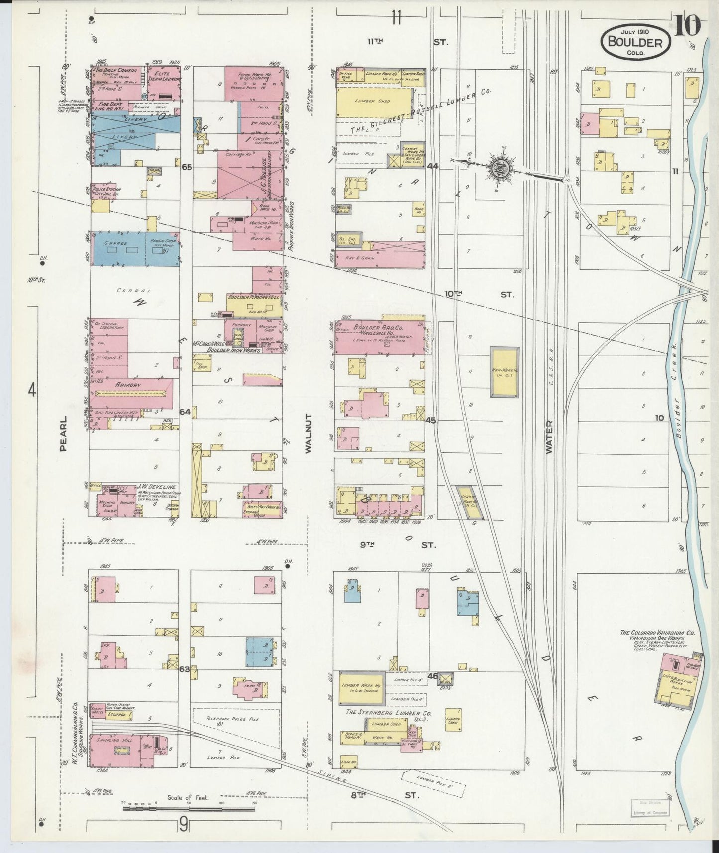 Sanborn Fire Insurance Map from Boulder, Boulder County, Colorado (1910), Sheet #0010 - Complete Map Set gallery image, historic Sanborn map, vintage wall art, Colorado Colorado