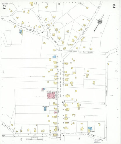 Sanborn Fire Insurance Map from Newtown, Fairfield County, Connecticut (1951), Sheet #0002 - Complete Map Set gallery image, historic Sanborn map, vintage wall art, Connecticut Connecticut