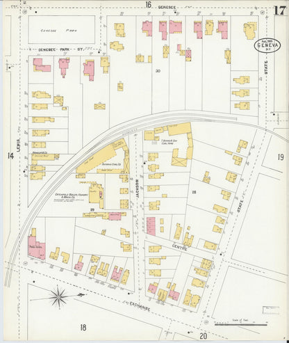 Sanborn Fire Insurance Map from Geneva, Ontario County, New York (1903), Sheet #0017 - Historic Sanborn Fire Insurance Map Print, vintage old map wall art, antique decor, genealogy gift, New York New York map