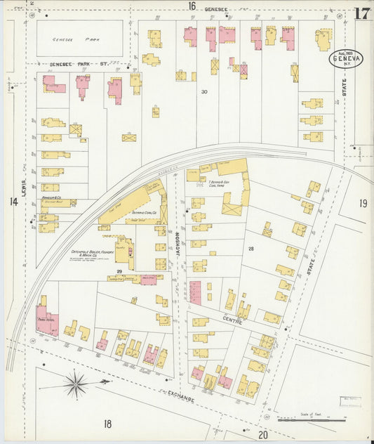 Sanborn Fire Insurance Map from Geneva, Ontario County, New York (1903), Sheet #0017 - Historic Sanborn Fire Insurance Map Print, vintage old map wall art, antique decor, genealogy gift, New York New York map