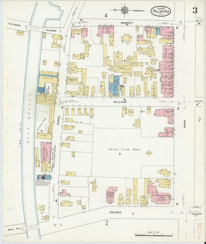 Sanborn Fire Insurance Map from Palmyra, Wayne County, New York (1912), Sheet #0003 - Historic Sanborn Fire Insurance Map Print, vintage old map wall art, antique decor, genealogy gift, New York New York map