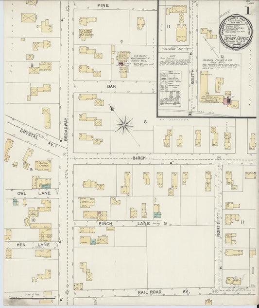 Sanborn Fire Insurance Map from Derry Depot, Rockingham County, New Hampshire (1892), Sheet #0001 - Complete Map Set gallery image, historic Sanborn map, vintage wall art, New Hampshire New Hampshire