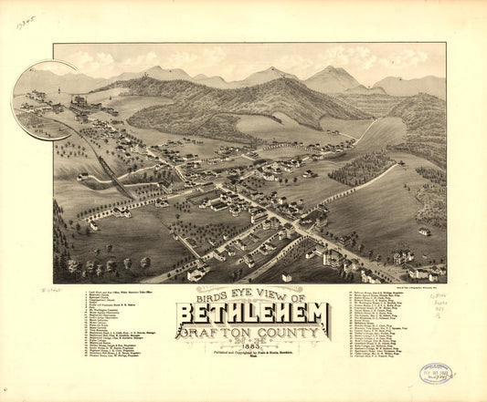 Bird's eye view of Bethlehem, Grafton County, N.H. 1883. (1883) – Historic Bird’s-Eye View Panorama Print