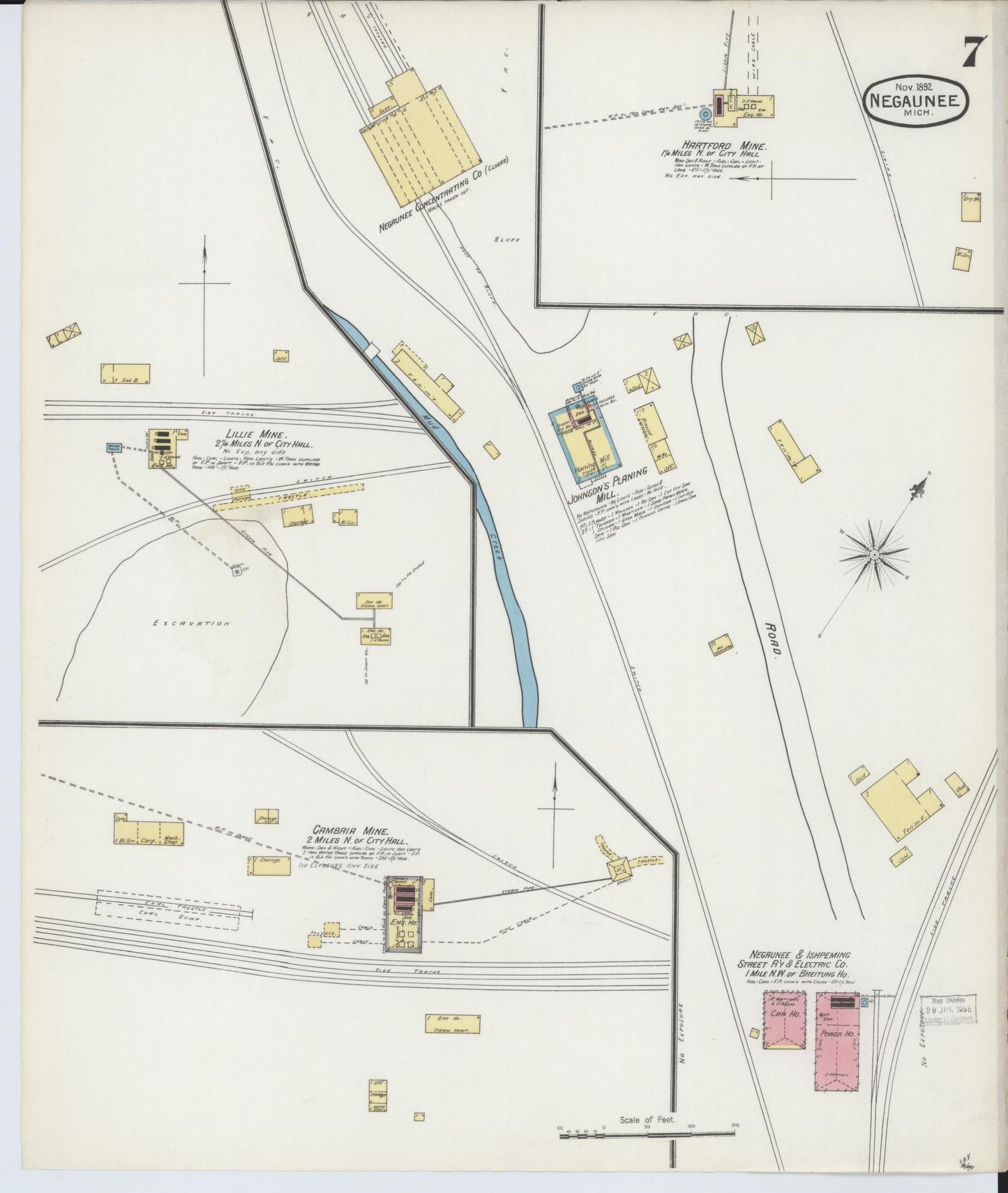 Sanborn Fire Insurance Map from Negaunee, Marquette County, Michigan (1892), Sheet #0007 - Complete Map Set gallery image, historic Sanborn map, vintage wall art, Michigan Michigan