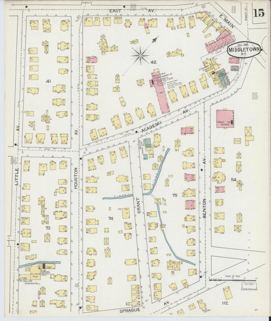 Sanborn Fire Insurance Map from Middletown, Orange County, New York (1892), Sheet #0015 - Historic Sanborn Fire Insurance Map Print, vintage old map wall art, antique decor, genealogy gift, New York New York map