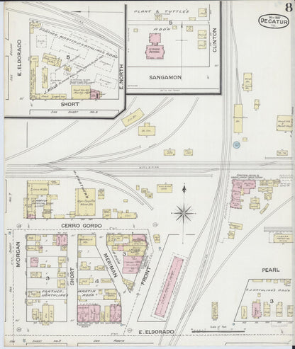 Sanborn Fire Insurance Map from Decatur, Macon County, Illinois (1887), Sheet #0008 - Complete Map Set gallery image, historic Sanborn map, vintage wall art, Illinois Illinois