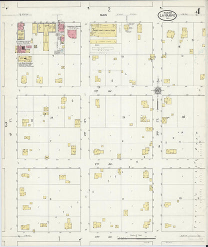 Sanborn Fire Insurance Map from La Harpe, Hancock County, Illinois (1912), Sheet #0004 - Historic Sanborn Fire Insurance Map Print, vintage old map wall art, antique decor, genealogy gift, Illinois Illinois map