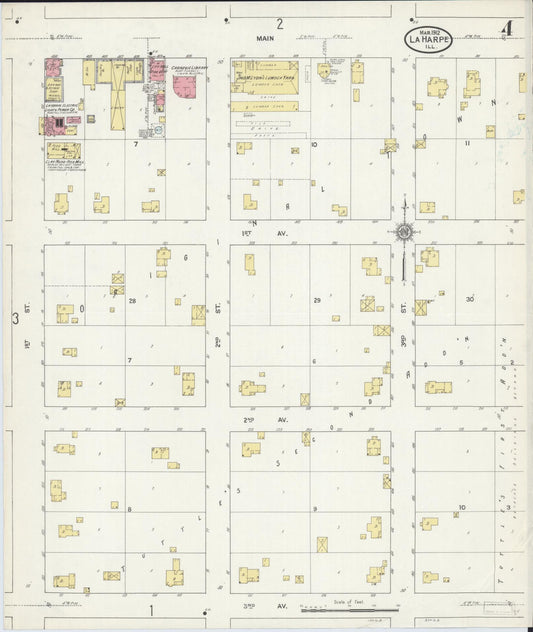 Sanborn Fire Insurance Map from La Harpe, Hancock County, Illinois (1912), Sheet #0004 - Historic Sanborn Fire Insurance Map Print, vintage old map wall art, antique decor, genealogy gift, Illinois Illinois map