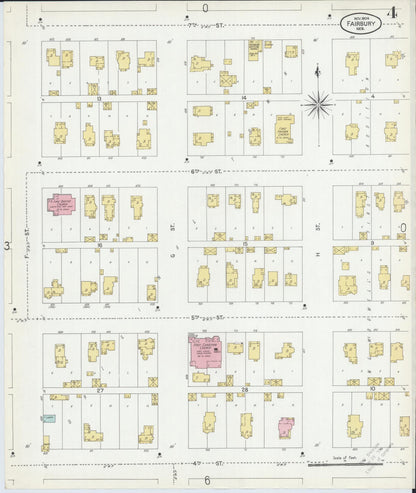 Sanborn Fire Insurance Map from Fairbury, Jefferson County, Nebraska (1904), Sheet #0004 - Complete Map Set gallery image, historic Sanborn map, vintage wall art, Nebraska Nebraska