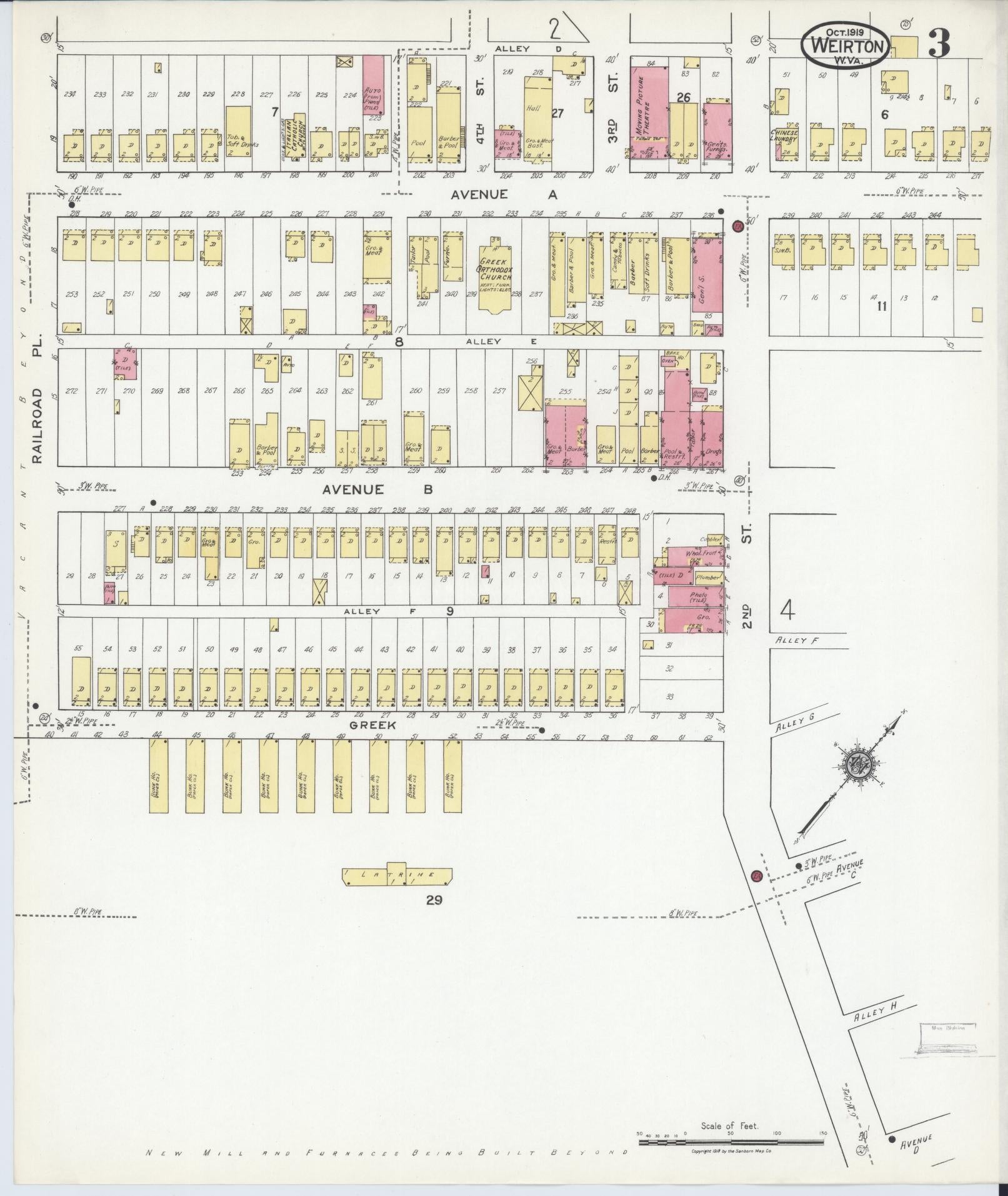 Sanborn Fire Insurance Map from Weirton, Hancock County, West Virginia (1919), Sheet #0003 - Complete Map Set gallery image, historic Sanborn map, vintage wall art, West Virginia West Virginia
