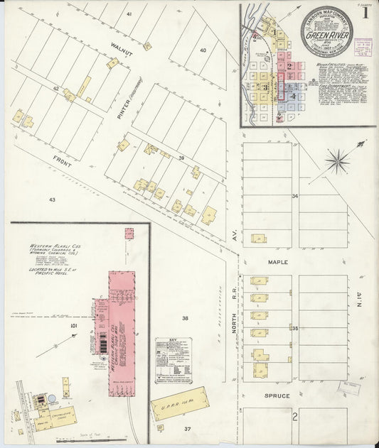 Sanborn Fire Insurance Map from Green River, Sweetwater County, Wyoming (1907), Sheet #0004 - Historic Sanborn Fire Insurance Map Print, vintage old map wall art, antique decor, genealogy gift, Wyoming Wyoming map