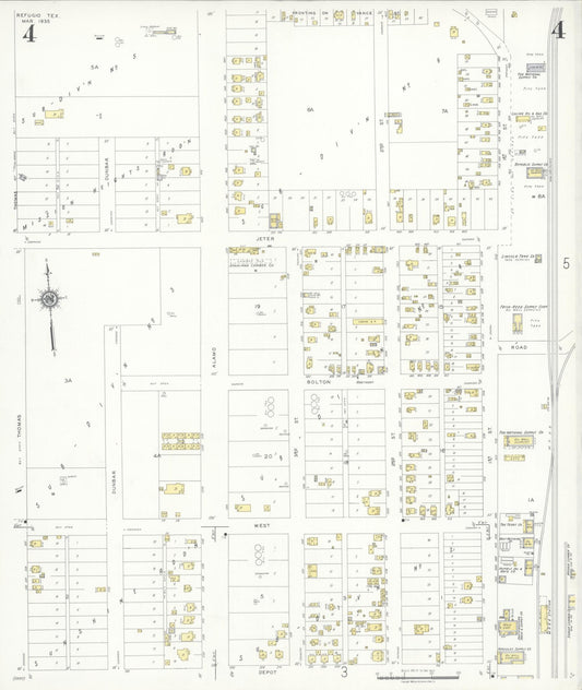 Sanborn Fire Insurance Map from Refugio, Refugio County, Texas (1935), Sheet #0004 - Historic Sanborn Fire Insurance Map Print, vintage old map wall art, antique decor, genealogy gift, Texas Texas map