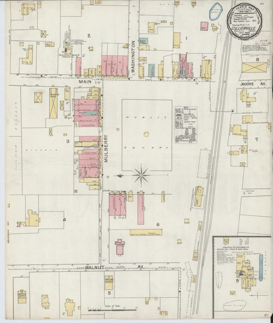 Sanborn Fire Insurance Map from Collierville, Shelby County, Tennessee (1892), Sheet #0001 - Historic Sanborn Fire Insurance Map Print, vintage old map wall art, antique decor, genealogy gift, Tennessee Tennessee map