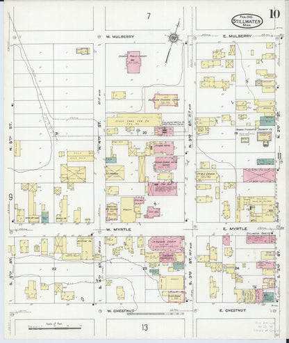 Sanborn Fire Insurance Map from Stillwater, Washington County, Minnesota (1910), Sheet #0010 - Historic Sanborn Fire Insurance Map Print, vintage old map wall art, antique decor, genealogy gift, Minnesota Minnesota map