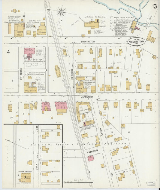 Sanborn Fire Insurance Map from Knightstown, Henry County, Indiana (1898), Sheet #0005 - Historic Sanborn Fire Insurance Map Print, vintage old map wall art, antique decor, genealogy gift, Indiana Indiana map