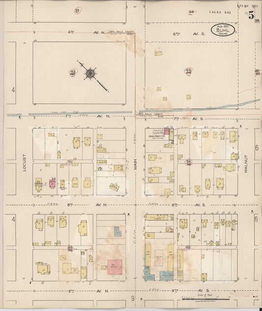 Sanborn Fire Insurance Map from Buhl, Twin Falls County, Idaho (1940), Sheet #0005 - Historic Sanborn Fire Insurance Map Print, vintage old map wall art, antique decor, genealogy gift, Falls Idaho map