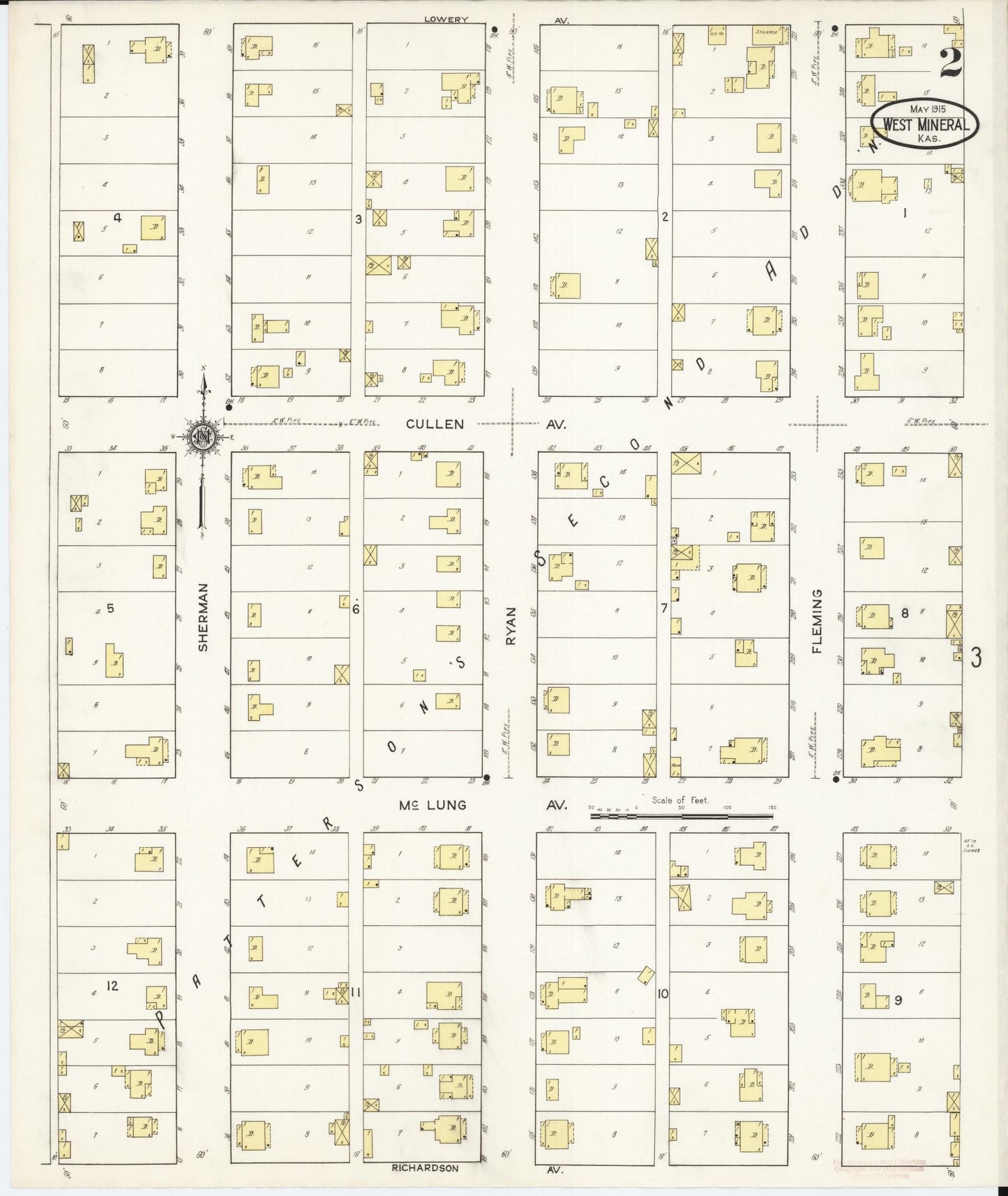 Sanborn Fire Insurance Map from West Mineral, Cherokee County, Kansas (1915), Sheet #0002 - Complete Map Set gallery image, historic Sanborn map, vintage wall art, Kansas Kansas