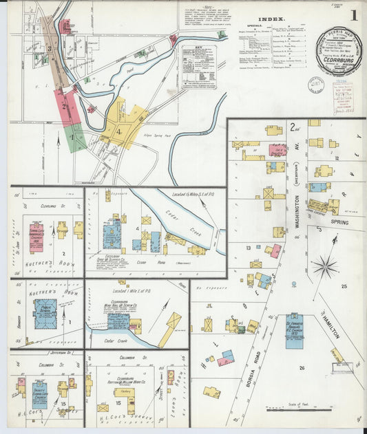 Sanborn Fire Insurance Map from Cedarburg, Ozaukee County, Wisconsin (1900), Sheet #0001 - Complete Map Set gallery image, historic Sanborn map, vintage wall art, Wisconsin Wisconsin