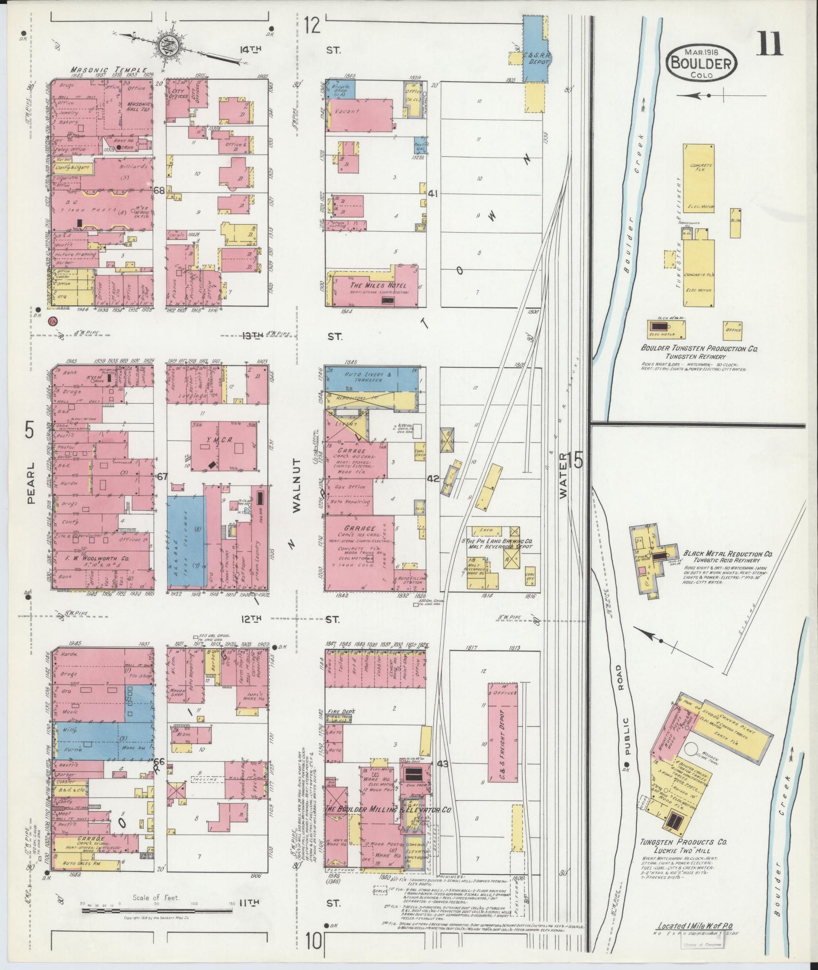 Sanborn Fire Insurance Map from Boulder, Boulder County, Colorado (1918), Sheet #0011 - Complete Map Set gallery image, historic Sanborn map, vintage wall art, Colorado Colorado