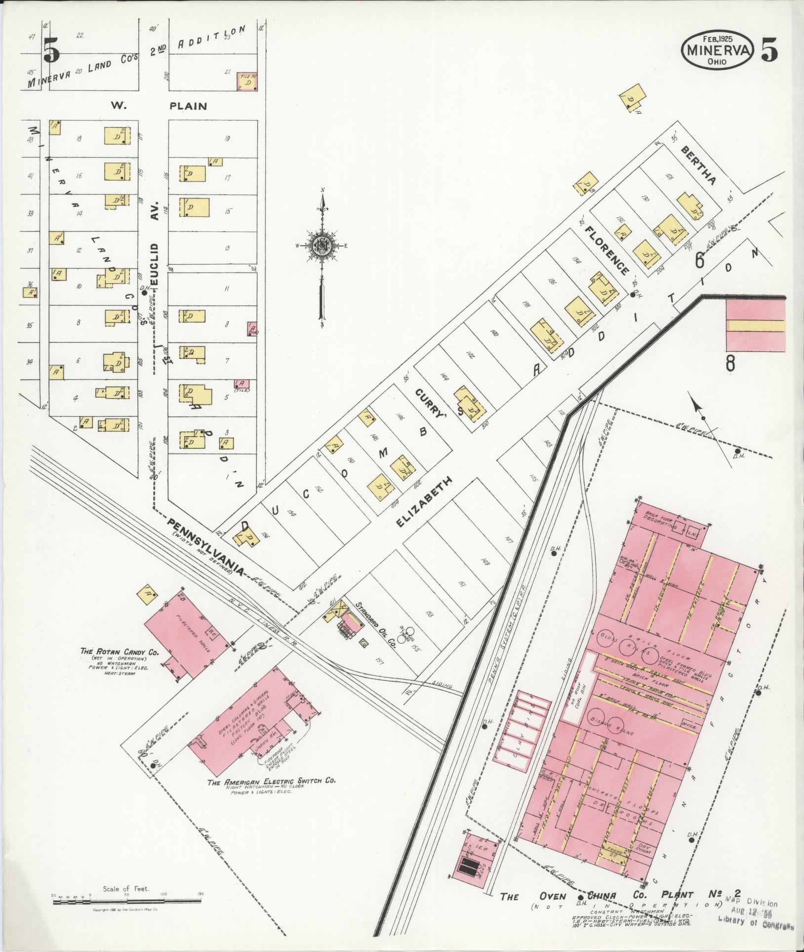 Sanborn Fire Insurance Map from Minerva, Stark And Carroll Counties, Ohio (1925), Sheet #0005 - Complete Map Set gallery image, historic Sanborn map, vintage wall art, Ohio Ohio
