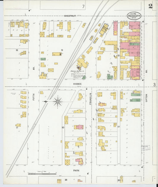 Sanborn Fire Insurance Map from Reed City, Osceola County, Michigan (1900), Sheet #0002 - Historic Sanborn Fire Insurance Map Print, vintage old map wall art, antique decor, genealogy gift, Michigan Michigan map