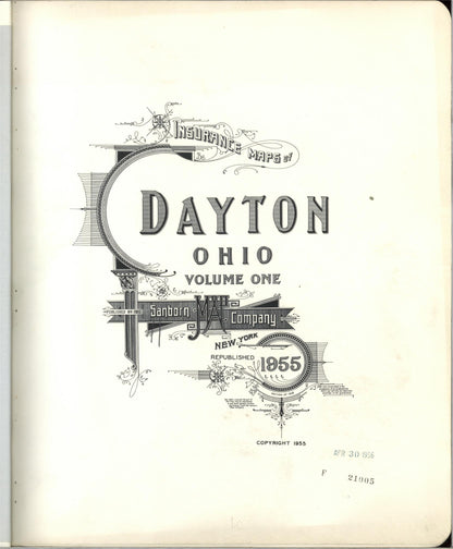 Sanborn Fire Insurance Map from Dayton, Montgomery County, Ohio (1955), Sheet #0001 - Historic Sanborn Fire Insurance Map Print, vintage old map wall art, antique decor, genealogy gift, Ohio Ohio map
