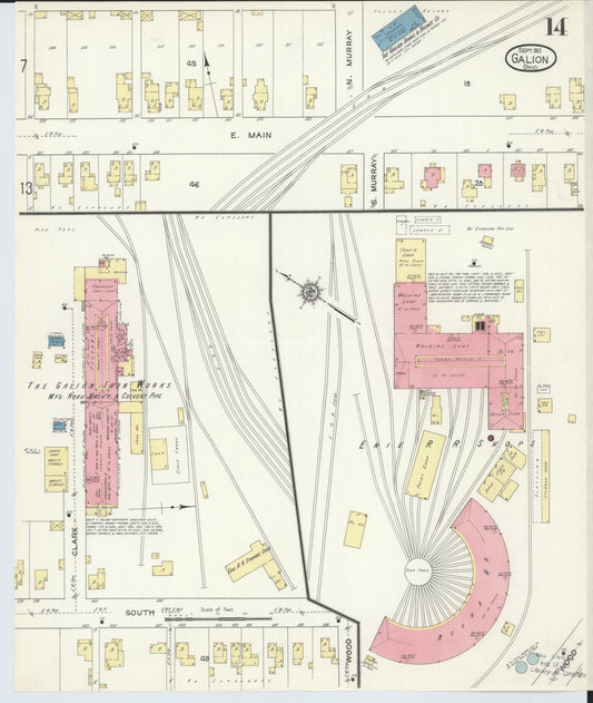 Sanborn Fire Insurance Map from Galion, Crawford County, Ohio (1913), Sheet #0014 - Historic Sanborn Fire Insurance Map Print, vintage old map wall art, antique decor, genealogy gift, Ohio Ohio map
