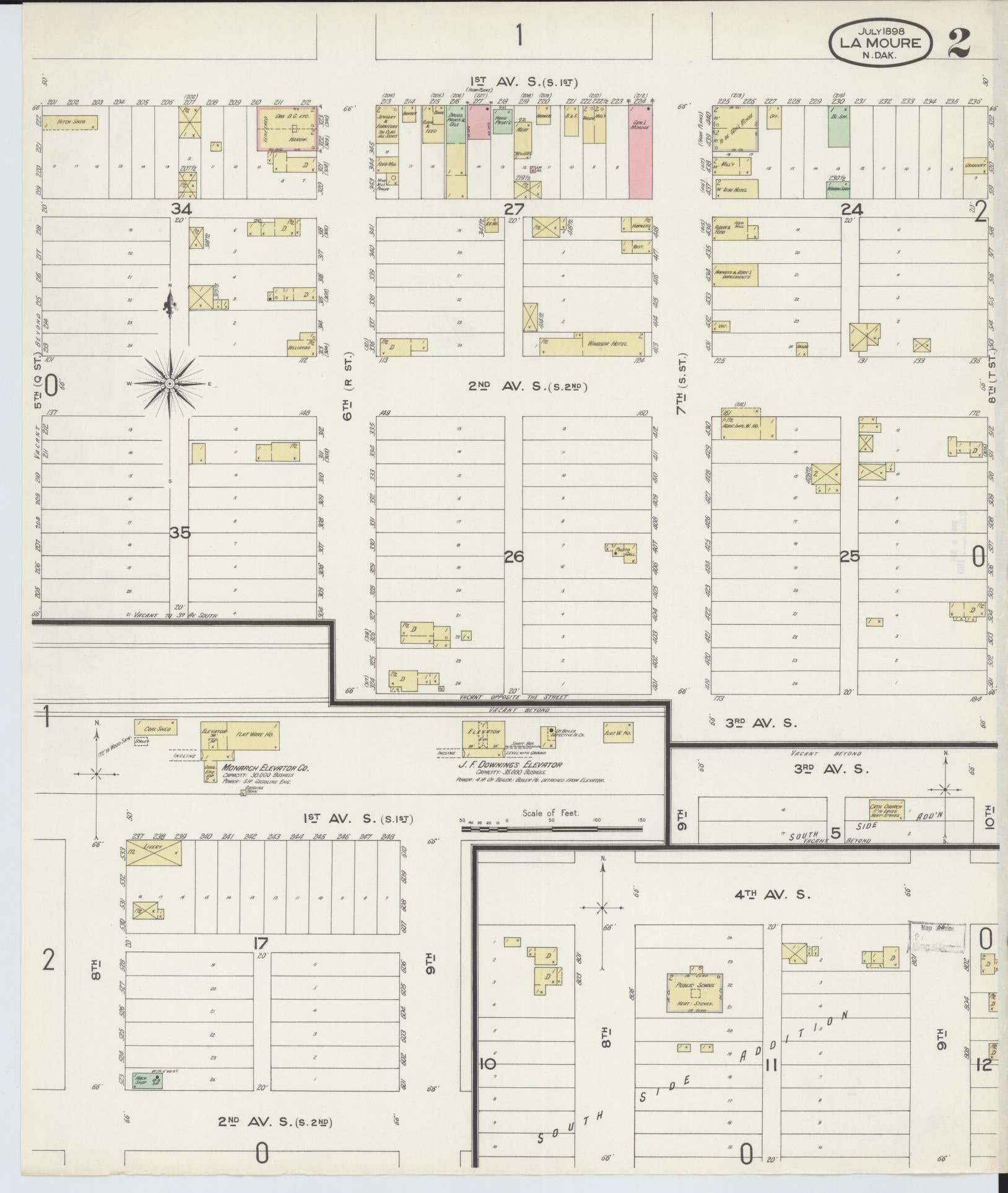 Sanborn Fire Insurance Map from La Moure, La Moure County, North Dakota (1898), Sheet #0002 - Complete Map Set gallery image, historic Sanborn map, vintage wall art, North Dakota North Dakota