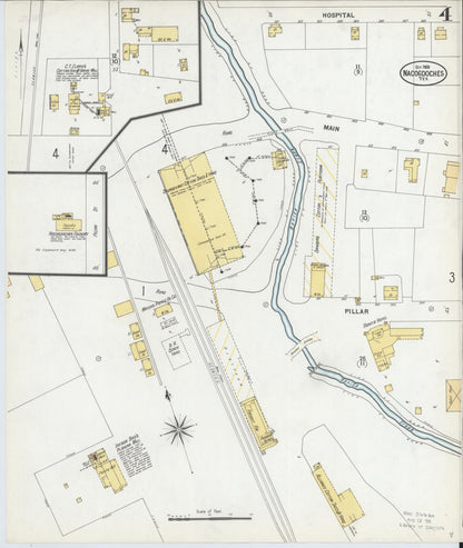 Sanborn Fire Insurance Map from Nacogdoches, Nacogdoches County, Texas (1900), Sheet #0004 - Historic Sanborn Fire Insurance Map Print, vintage old map wall art, antique decor, genealogy gift, Texas Texas map