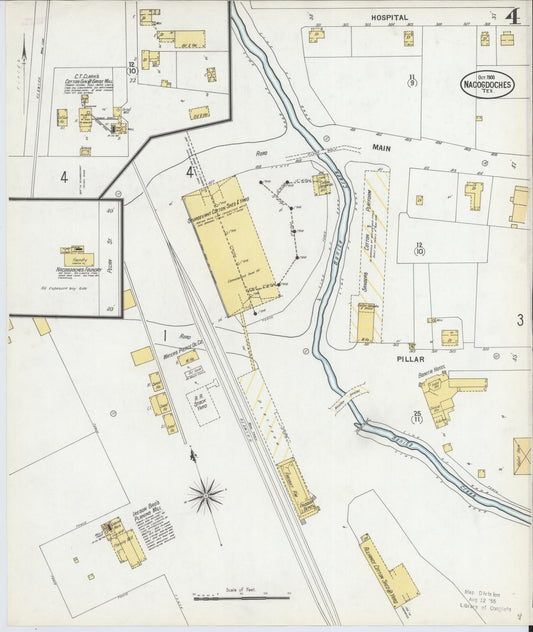 Sanborn Fire Insurance Map from Nacogdoches, Nacogdoches County, Texas (1900), Sheet #0004 - Historic Sanborn Fire Insurance Map Print, vintage old map wall art, antique decor, genealogy gift, Texas Texas map