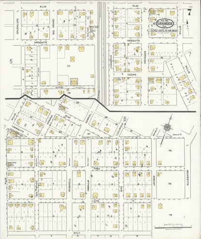 Sanborn Fire Insurance Map from Granger, Williamson County, Texas (1921), Sheet #0007 - Complete Map Set gallery image, historic Sanborn map, vintage wall art, Texas Texas