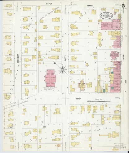 Sanborn Fire Insurance Map from Hicksville, Defiance County, Ohio (1908), Sheet #0005 - Historic Sanborn Fire Insurance Map Print, vintage old map wall art, antique decor, genealogy gift, Ohio Ohio map