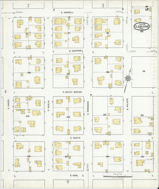Sanborn Fire Insurance Map from Cleburne, Johnson County, Texas (1918), Sheet #0005 - Historic Sanborn Fire Insurance Map Print, vintage old map wall art, antique decor, genealogy gift, Texas Texas map