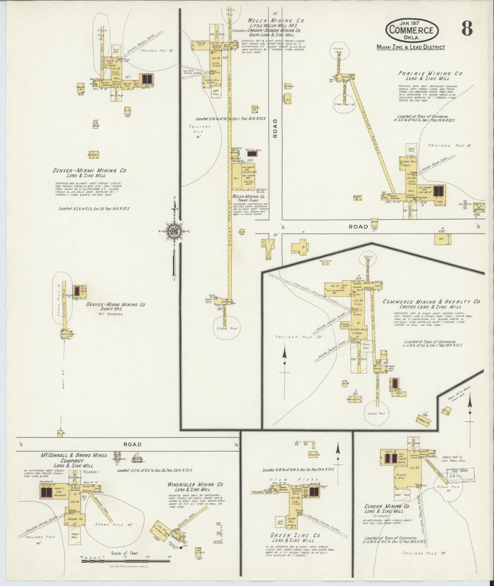 Sanborn Fire Insurance Map from Commerce, Ottawa County, Oklahoma (1917), Sheet #0008 - Complete Map Set gallery image, historic Sanborn map, vintage wall art, Oklahoma Oklahoma