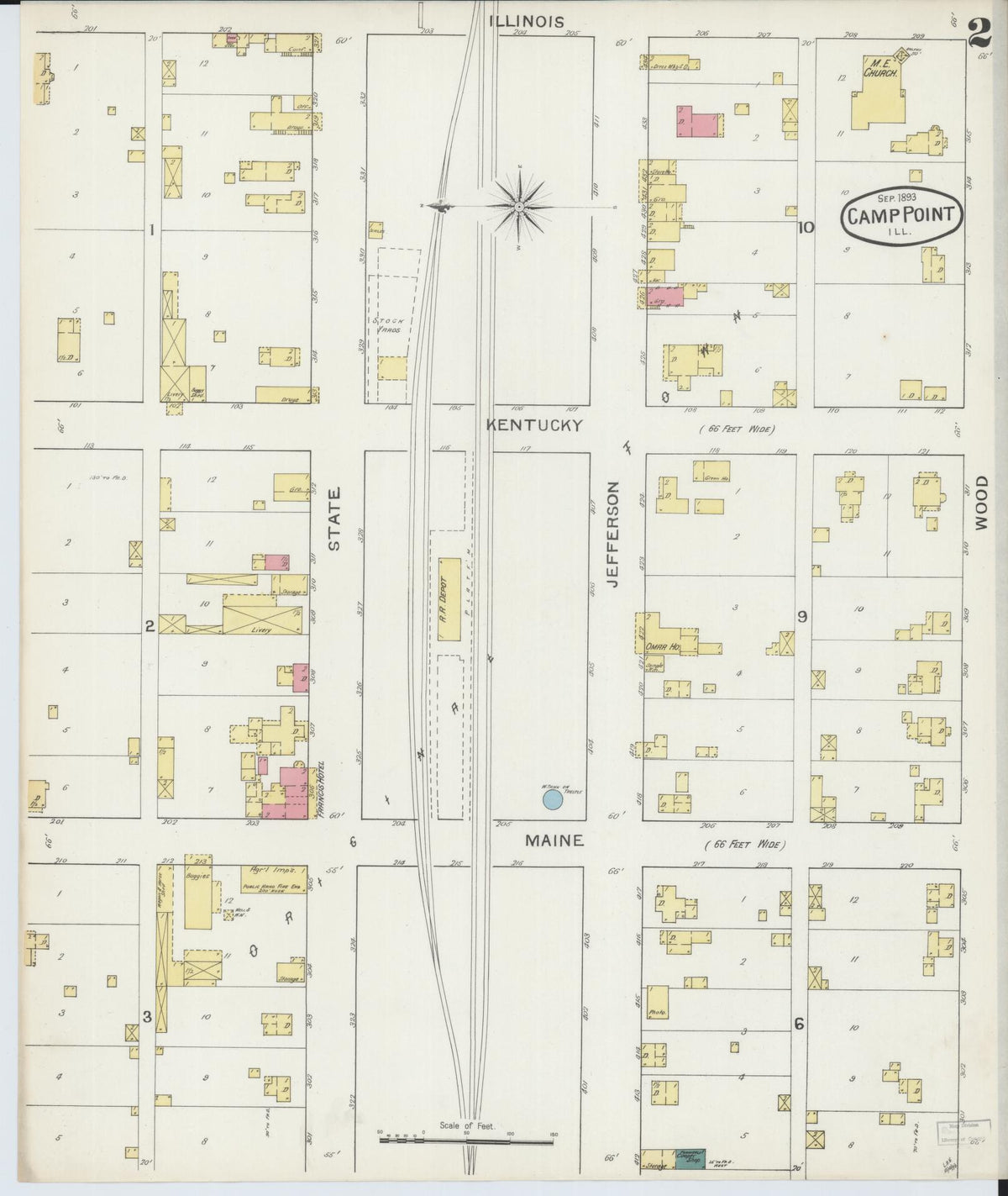Sanborn Fire Insurance Map from Camp Point, Adams County, Illinois (1893), Sheet #0002 - Historic Sanborn Fire Insurance Map Print, vintage old map wall art, antique decor, genealogy gift, Illinois Illinois map