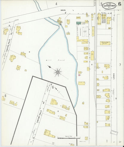 Sanborn Fire Insurance Map from Eatontown, Monmouth County, New Jersey (1909), Sheet #0006 - Historic Sanborn Fire Insurance Map Print, vintage old map wall art, antique decor, genealogy gift, New Jersey New Jersey map