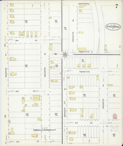 Sanborn Fire Insurance Map from Middlesboro, Bell County, Kentucky (1907), Sheet #0007 - Complete Map Set gallery image, historic Sanborn map, vintage wall art, Kentucky Kentucky