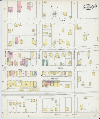 Sanborn Fire Insurance Map from Morrison, Whiteside County, Illinois (1892), Sheet #0003 - Complete Map Set gallery image, historic Sanborn map, vintage wall art, Illinois Illinois