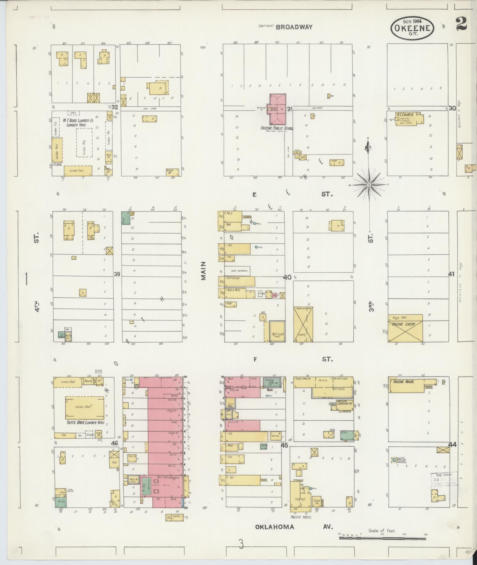 Sanborn Fire Insurance Map from Okeene, Blaine County, Oklahoma (1904), Sheet #0002 - Complete Map Set gallery image, historic Sanborn map, vintage wall art, Oklahoma Oklahoma