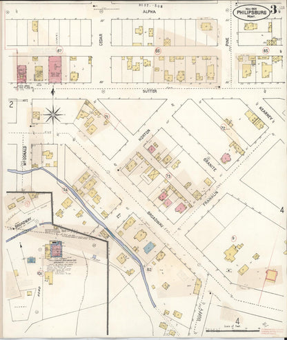 Sanborn Fire Insurance Map from Philipsburg, Granite County, Montana (1932), Sheet #0003 - Complete Map Set gallery image, historic Sanborn map, vintage wall art, Montana Montana