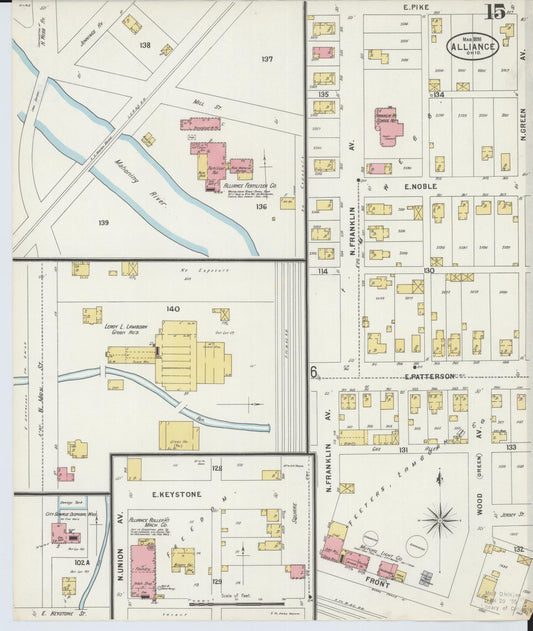 Sanborn Fire Insurance Map from Alliance, Stark County, Ohio (1898), Sheet #0015 - Historic Sanborn Fire Insurance Map Print, vintage old map wall art, antique decor, genealogy gift, Ohio Ohio map