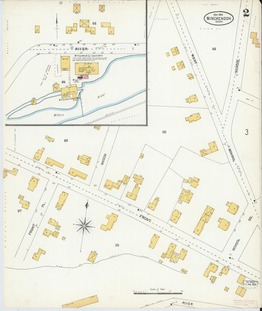 Sanborn Fire Insurance Map from Winchendon, Worcester County, Massachusetts (1904), Sheet #0002 - Historic Sanborn Fire Insurance Map Print, vintage old map wall art, antique decor, genealogy gift, Massachusetts Massachusetts map