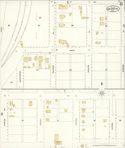 Sanborn Fire Insurance Map from Arlington, Snohomish County, Washington (1905), Sheet #0008 - Complete Map Set gallery image, historic Sanborn map, vintage wall art, Washington Washington