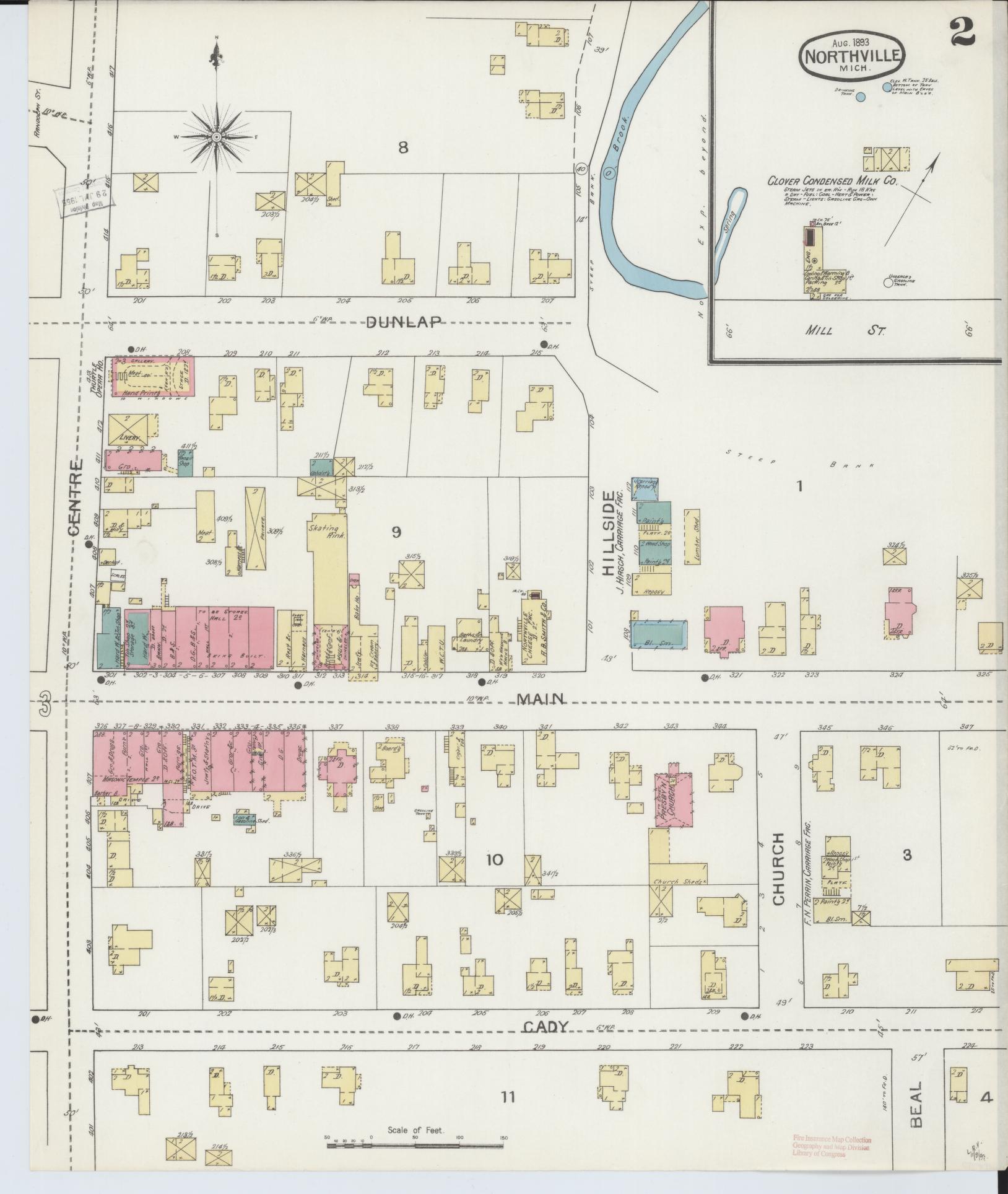 Sanborn Fire Insurance Map from Northville, Wayne County, Michigan (1893), Sheet #0002 - Complete Map Set gallery image, historic Sanborn map, vintage wall art, Michigan Michigan